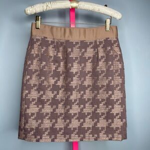 Ann Taylor LOFT Petites Taupe Gold Jacquard Pencil Skirt Size 2P